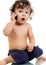 Baby with telephone.