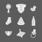 Baby things icons set