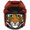 Baby tiger. Small little tiger for children. Hockey helmet.