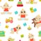 Baby Toddler Character Seamless Pattern, Cute Child in Diaper Playing and Sleeping, Design Element Can Be Used for