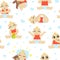Baby Toddler Character Seamless Pattern, Cute Child in Diaper Playing, Sleeping, Eating, Design Element Can Be Used for