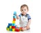 Baby toddler playing building block toys