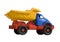 Baby toy dump truck isolated on white