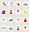 Baby toys and accessories flat icons vector illustration