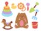 Baby toys icons cartoon family kid toyshop design cute boy and girl childhood art diaper drawing graphic love rattle fun