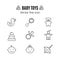 Baby toys thin line icon. Outline symbol kid plaything for games to design for the design of children`s website, clinic