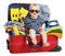 Baby Travel Vacation Suitcase. Kid in Packed Luggage, Family and