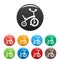 Baby tricycle icons set color