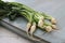 Baby turnips on wooden board