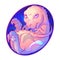 Baby Tyrannosaurus Rex in the egg. Cute animal drawing. Sketch style illustration.