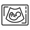 Baby on ultrasound screen icon, outline style