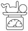Baby on weight scales. Healthy newborn line icon