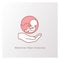 Baby in womb and hand. Fetus symbol