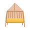 Baby wooden crib with yellow mattress in boho hand drawn style