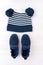 Babys blue hat,beanie and sneakers. Set of children\\\'s clothes and accessories for spring autumn