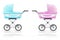 Babys perambulator pink and blue vector illustrati