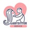 Babysitter service isolated icon mother and baby