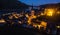 Bacharach, Rhine valley, Germany. City Panorama view with Rhine river at night