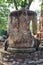 Back Ancient Buddha Statue at Wat Mahathat Temple, Ayutthaya, Th