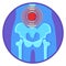 Back bone pain. Spine ache round icon