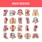 Back diseases line icons set. Isolated vector element.
