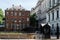 Back entrance gate to  Downing Street in London,