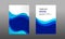 Back and Front document mock up and cover template, wave fluid blue layered in paper cut topographic style.
