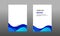 Back and Front document mock up and cover template, wave fluid blue layered in paper cut topographic style.