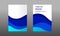 Back and Front document mock up and cover template, wave fluid blue layered in paper cut topographic style.