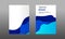 Back and Front document mock up and cover template, wave fluid blue layered in paper cut topographic style.