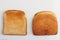 Back and front sides of toast bread