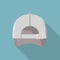 Back of grey baseball cap icon, flat style