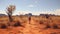 Back of hiker walking in the Australian Desert
