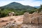 Back of Menhir statues in Filitosa, Corsica