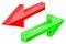 Back and Next arrows. 3d red and green shiny signs