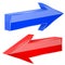 Back and Next arrows, 3d shiny red and blue signs