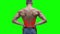 Back pain, kidney inflammation, elderly muscular man with backache on green background, chroma key 4K video