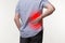 Back pain, kidney inflammation, man suffering from backache