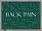 Back Pain Word Cloud Concept on a Blackboard