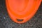 Back Part with Hole of Orange Kayak on Pebbled Land. Stern the Rear End of Water Boat. Outdoor Seasport and Adventure