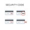 Back side of the credit card with CVV security code. icon set.