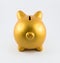 Back side of piggy bank in gold color
