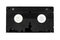 Back side of a vhs videocassette, analog retro video tape isolated on white background