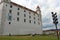 Back side of the white historic Bratislava castle