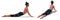 Back three-quarters and Right Profile Poses of a Woman in Yoga Cobra Pose