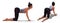 Back three-quarters and Right Profile Poses of a Woman in Yoga Cow Pose