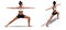 Back three-quarters and Right Profile Poses of a Woman in Yoga Warrior Two Pose