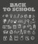 Back to scholl chalk doodles. Education elements clip-art for de