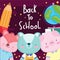 Back to school animals cartoons pencil and world vector design