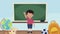 back to school animation with boy in classroom